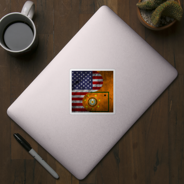 USA and Cherokee Dual Flag Yin Yang Combination by Family Heritage Gifts